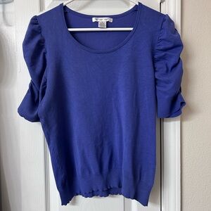august silk Cornflower Blue Puff Sleeve Knit Top